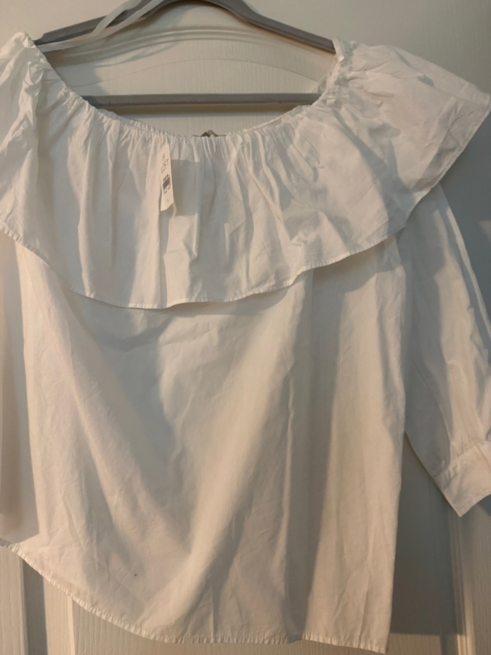 LOFT White Off-Shoulder Ruffle Top - Picture 3 of 4